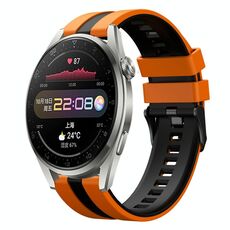 Per Huawei Watch 3 Pro 22mm Cinturino sportivo in silicone bicolore (arancione+nero)