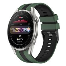 Per Huawei Watch 3 Pro 22mm cinturino sportivo in silicone bicolore (verde oliva + nero)