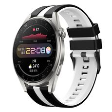 Per Huawei Watch 3 Pro 22mm Cinturino sportivo in silicone bicolore (nero+bianco)