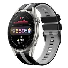 Per Huawei Watch 3 Pro 22mm cinturino sportivo in silicone bicolore (nero + grigio)