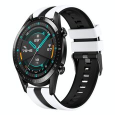 Per Huawei GT2 46mm 22mm cinturino sportivo in silicone bicolore (bianco + nero)