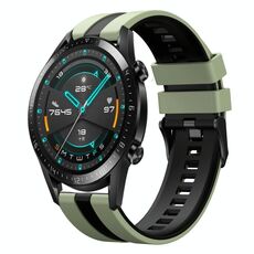 Per Huawei GT2 46mm 22mm cinturino sportivo in silicone bicolore (verde chiaro + nero)