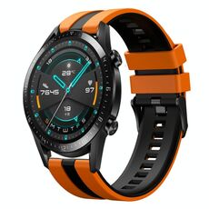 Per Huawei GT2 46mm 22mm cinturino sportivo in silicone bicolore (arancione + nero)
