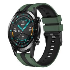 Per Huawei GT2 46mm 22mm cinturino sportivo in silicone bicolore (verde oliva + nero)