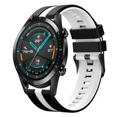 Per Huawei GT2 46mm 22mm cinturino sportivo in silicone bicolore (nero+bianco)
