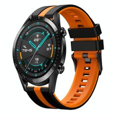 Per Huawei GT2 46mm 22mm cinturino sportivo in silicone bicolore (nero + arancione)