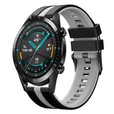 Per Huawei GT2 46mm 22mm cinturino sportivo in silicone bicolore (nero + grigio)