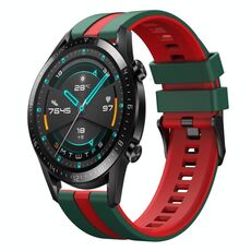 Per Huawei GT2 46mm 22mm cinturino sportivo in silicone bicolore (verde + rosso)