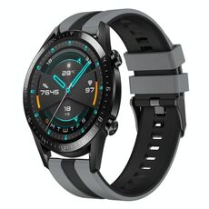 Per Huawei GT2 46mm 22mm cinturino sportivo in silicone bicolore (grigio + nero)