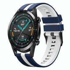 Per Huawei GT2 46mm 22mm cinturino sportivo in silicone bicolore (blu + bianco)
