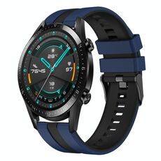 Per Huawei GT2 46mm 22mm cinturino sportivo in silicone bicolore (blu + nero)