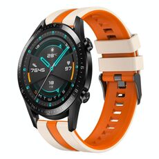 Per Huawei GT2 46mm 22mm cinturino sportivo in silicone bicolore (Starlight + arancione)