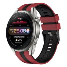 Per Huawei Watch 3 Pro Nuovo cinturino sportivo in silicone bicolore da 22 mm (rosso + nero)