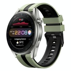 Per Huawei Watch 3 Pro Nuovo cinturino sportivo in silicone bicolore da 22 mm (verde chiaro + nero)