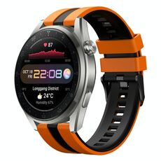 Per Huawei Watch 3 Pro Nuovo cinturino sportivo in silicone bicolore da 22 mm (arancione + nero)