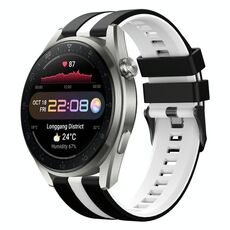 Per Huawei Watch 3 Pro Nuovo cinturino sportivo in silicone bicolore da 22 mm (nero + bianco)