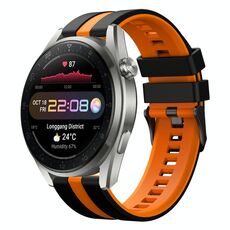 Per Huawei Watch 3 Pro Nuovo cinturino sportivo in silicone bicolore da 22 mm (nero + arancione)