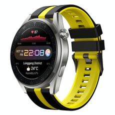 Per Huawei Watch 3 Pro Nuovo cinturino sportivo in silicone bicolore da 22 mm (nero + giallo)