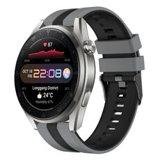 Per Huawei Watch 3 Pro Nuovo cinturino sportivo in silicone bicolore da 22 mm (grigio + nero)