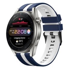 Per Huawei Watch 3 Pro Nuovo cinturino sportivo in silicone bicolore da 22 mm (blu + bianco)