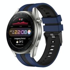 Per Huawei Watch 3 Pro Nuovo cinturino sportivo in silicone bicolore da 22 mm (blu + nero)
