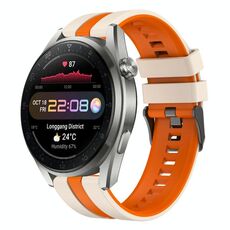 Per Huawei Watch 3 Pro Nuovo cinturino sportivo in silicone bicolore da 22 mm (Starlight + Arancione)