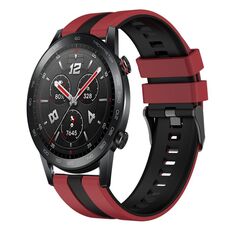 Per Honor Watch GS 3i 22mm Cinturino sportivo in silicone bicolore (rosso+nero)