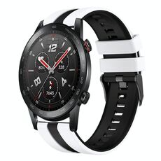 Per Honor Watch GS 3i 22mm cinturino sportivo in silicone bicolore (bianco + nero)