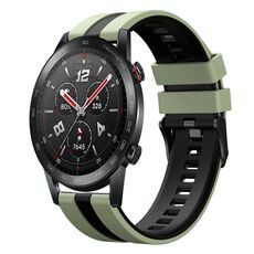 Per Honor Watch GS 3i 22mm cinturino sportivo in silicone bicolore (verde chiaro + nero)