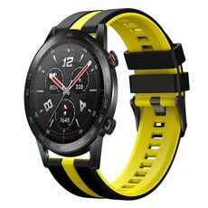Per Honor Watch GS 3i 22mm cinturino sportivo in silicone bicolore (nero + giallo)