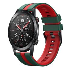 Per Honor Watch GS 3i 22mm Cinturino sportivo in silicone bicolore (verde+rosso)