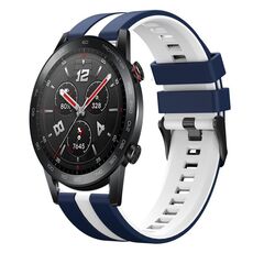 Per Honor Watch GS 3i 22mm cinturino sportivo in silicone bicolore (blu + bianco)