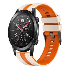Per Honor Watch GS 3i 22mm cinturino sportivo in silicone bicolore (Starlight + arancione)
