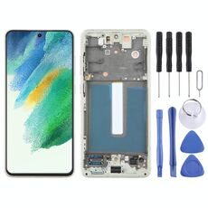 Per Samsung Galaxy S21 FE 5G SM-G990B Schermo LCD originale Digitizer assemblaggio completo con cornice (verde oliva)