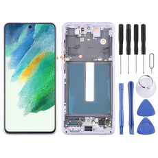 Per Samsung Galaxy S21 FE 5G SM-G990B Digitalizzatore schermo LCD originale assemblaggio completo con cornice (viola)