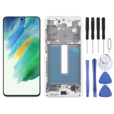 Per Samsung Galaxy S21 FE 5G SM-G990B Digitalizzatore schermo LCD originale assemblaggio completo con cornice (bianco)
