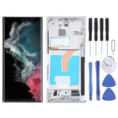 Per Samsung Galaxy S22 Ultra 5G SM-S908B Digitalizzatore schermo LCD originale assemblaggio completo con cornice (bianco)