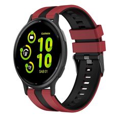 Per Garmin Vivoactive 5 20mm cinturino sportivo in silicone bicolore (rosso+nero)