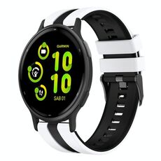 Per cinturino in silicone sportivo bicolore Garmin Vivoactive 5 20mm (bianco + nero)