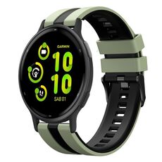 Per cinturino in silicone sportivo bicolore Garmin Vivoactive 5 20mm (verde chiaro + nero)