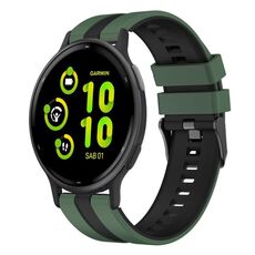 Per Garmin Vivoactive 5 20mm cinturino sportivo in silicone bicolore (verde oliva+nero)