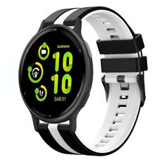 Per cinturino in silicone sportivo bicolore Garmin Vivoactive 5 20mm (nero + bianco)