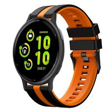 Per cinturino sportivo in silicone bicolore Garmin Vivoactive 5 20mm (nero + arancione)
