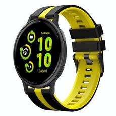 Per cinturino sportivo in silicone bicolore Garmin Vivoactive 5 20mm (nero + giallo)