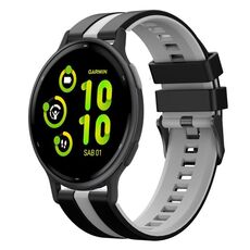 Per cinturino in silicone sportivo bicolore Garmin Vivoactive 5 20mm (nero + grigio)