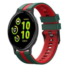 Per cinturino in silicone sportivo bicolore Garmin Vivoactive 5 20mm (verde + rosso)