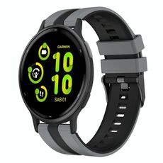 Per cinturino in silicone sportivo bicolore Garmin Vivoactive 5 20mm (grigio + nero)