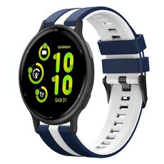 Per cinturino in silicone sportivo bicolore Garmin Vivoactive 5 20mm (blu + bianco)
