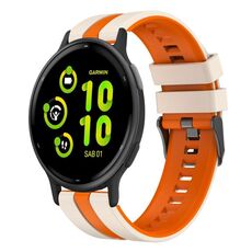 Per Garmin Vivoactive 5 20mm cinturino sportivo in silicone bicolore (Starlight + arancione)