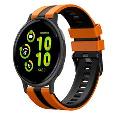 Per cinturino in silicone sportivo bicolore Garmin Active 5 20mm (arancione + nero)